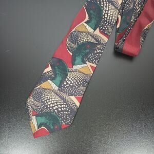 Eddie Bauer Silk Tie Loons Ducks Hand Sewn Printed Italy Made USA 4 x 59in VTG